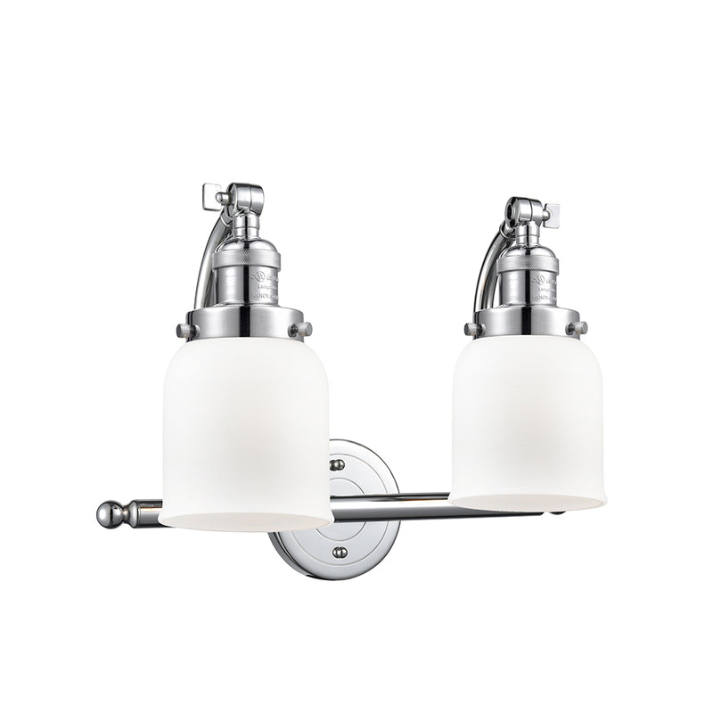 Bell Bath Vanity Light shown in the Polished Chrome finish with a Matte White shade