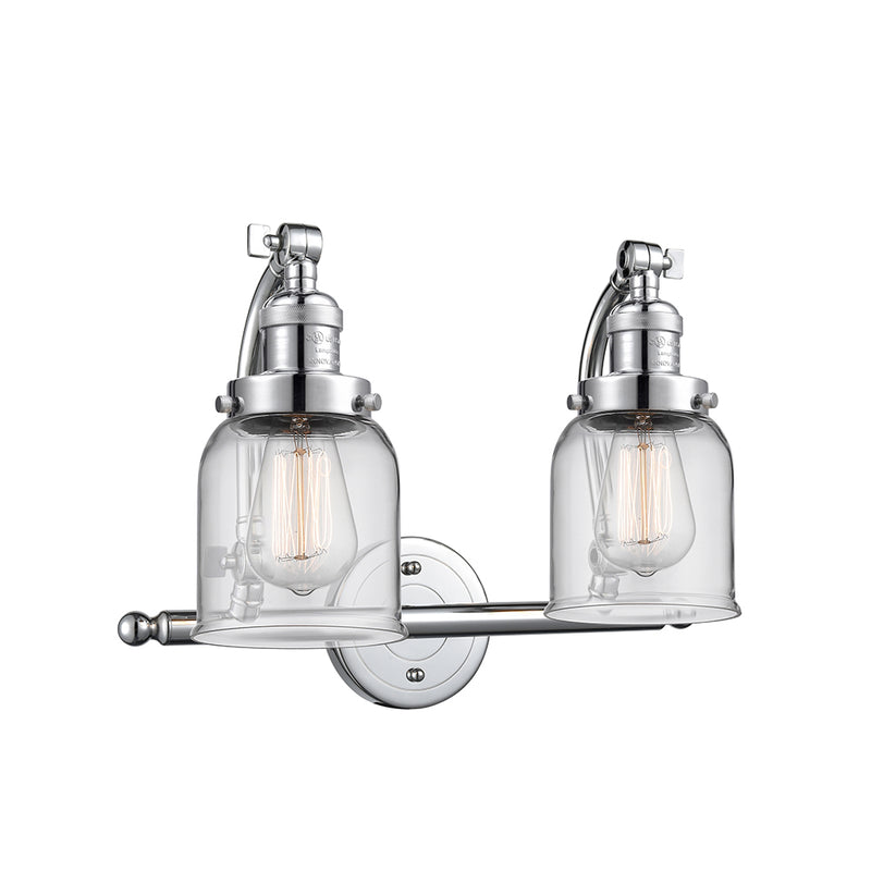 Bell Bath Vanity Light shown in the Polished Chrome finish with a Clear shade