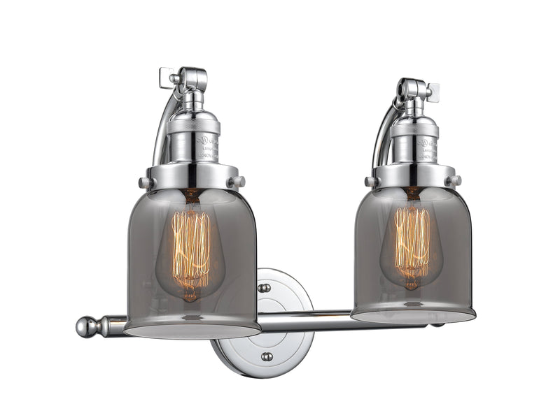 Innovations Lighting Small Bell 2-100 watt 18 inch Polished Chrome Smoked Glass  180 Degree Adjustable Swivels 5152WPCG53