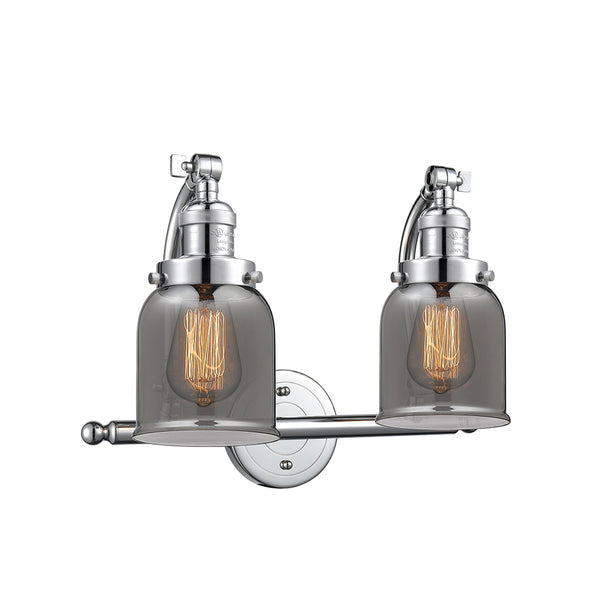 Bell Bath Vanity Light shown in the Polished Chrome finish with a Plated Smoke shade