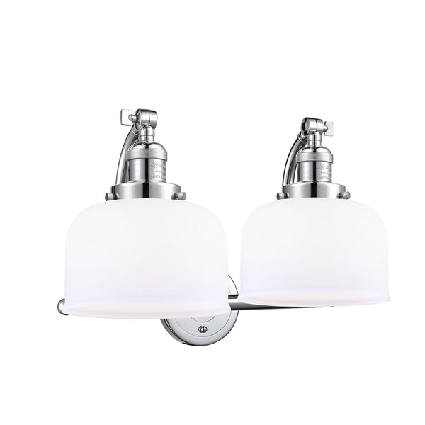 Bell Bath Vanity Light shown in the Polished Chrome finish with a Matte White shade