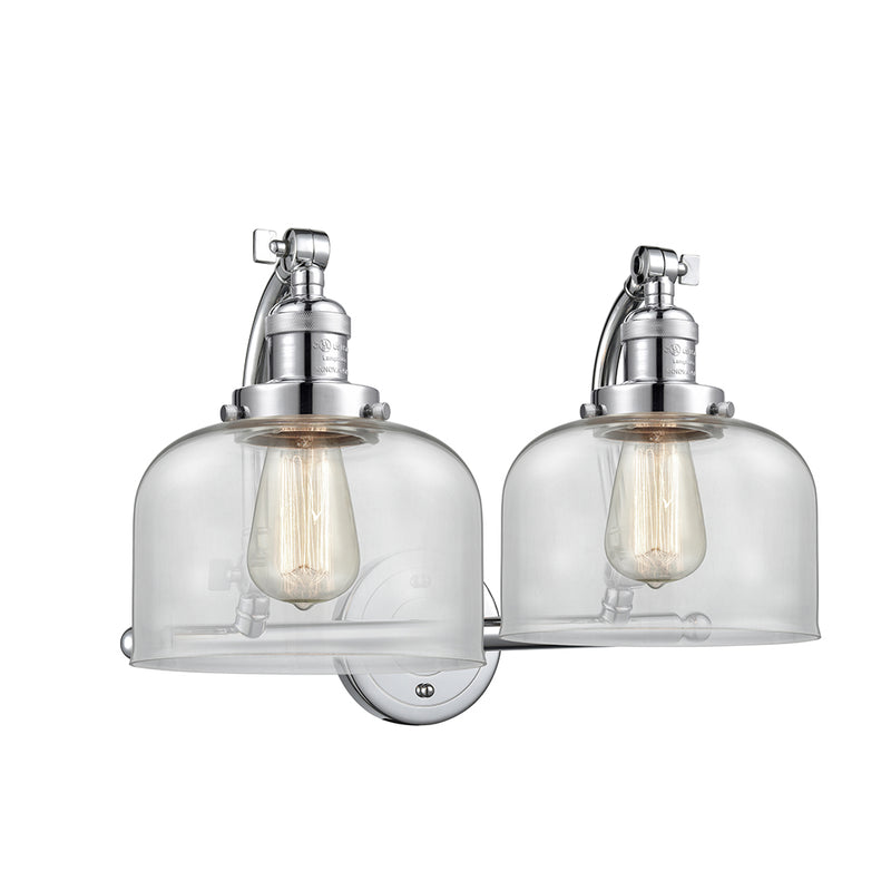 Bell Bath Vanity Light shown in the Polished Chrome finish with a Clear shade