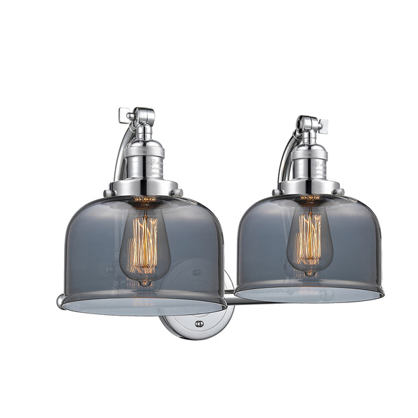 Bell Bath Vanity Light shown in the Polished Chrome finish with a Plated Smoke shade