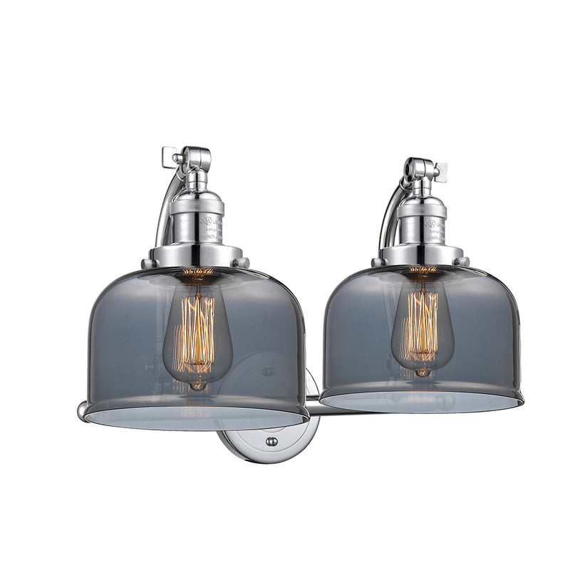 Bell Bath Vanity Light shown in the Polished Chrome finish with a Plated Smoke shade