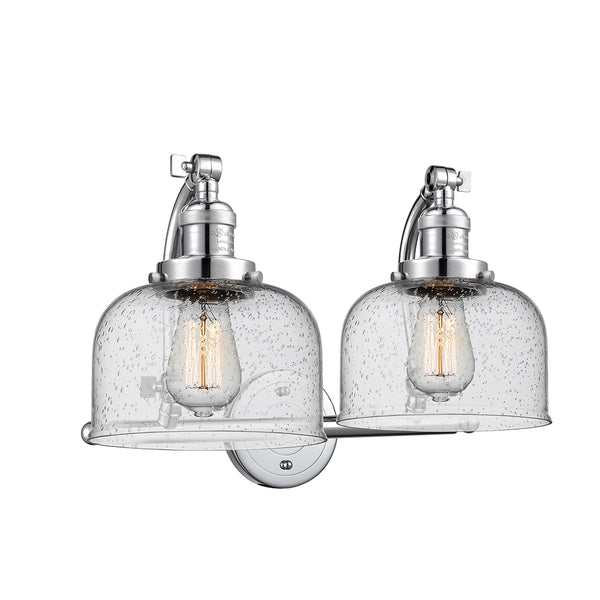 Bell Bath Vanity Light shown in the Polished Chrome finish with a Seedy shade