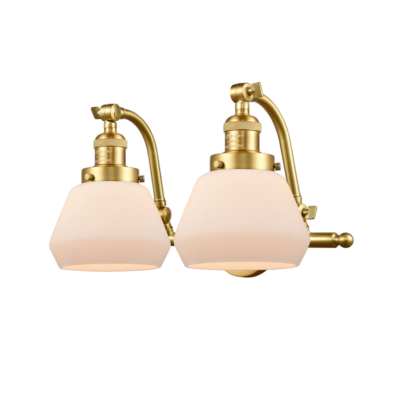 Fulton Bath Vanity Light shown in the Satin Gold finish with a Matte White shade