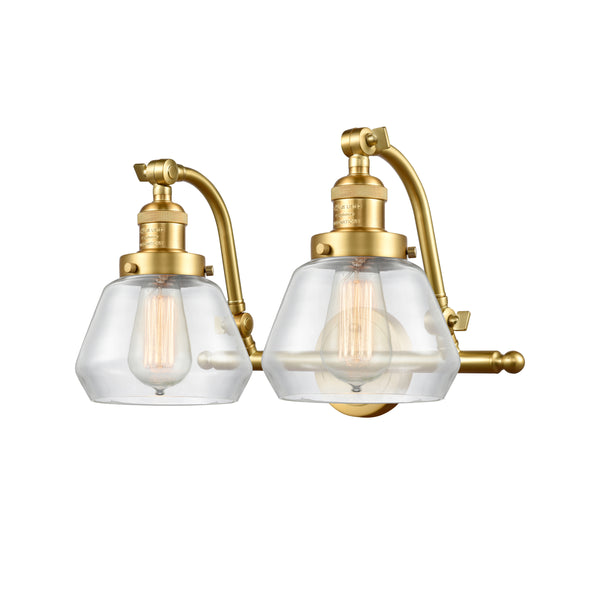 Fulton Bath Vanity Light shown in the Satin Gold finish with a Clear shade