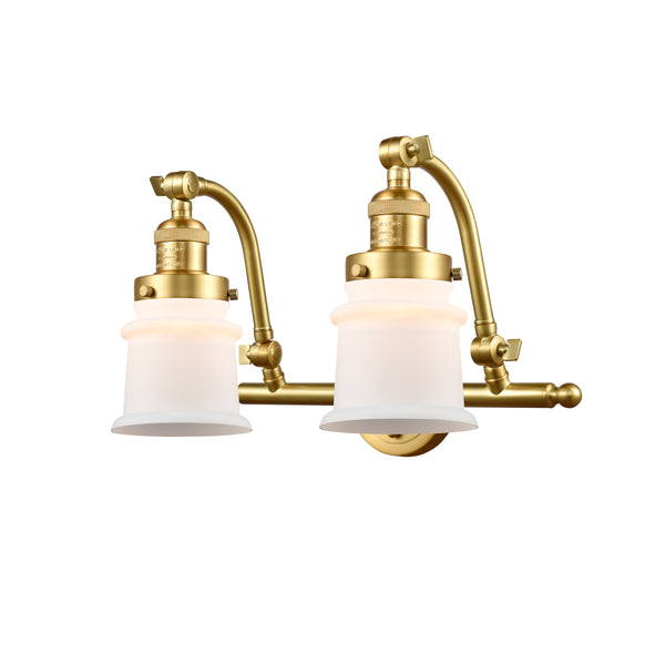Canton Bath Vanity Light shown in the Satin Gold finish with a Matte White shade