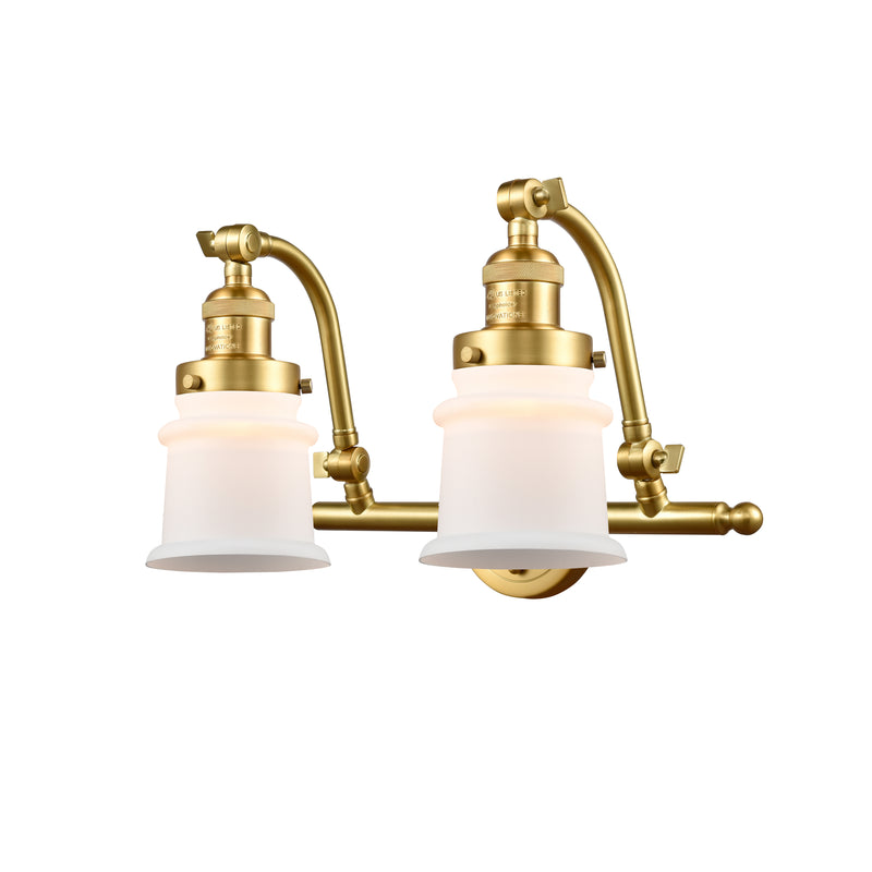 Canton Bath Vanity Light shown in the Satin Gold finish with a Matte White shade