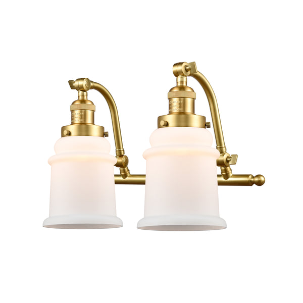 Canton Bath Vanity Light shown in the Satin Gold finish with a Matte White shade
