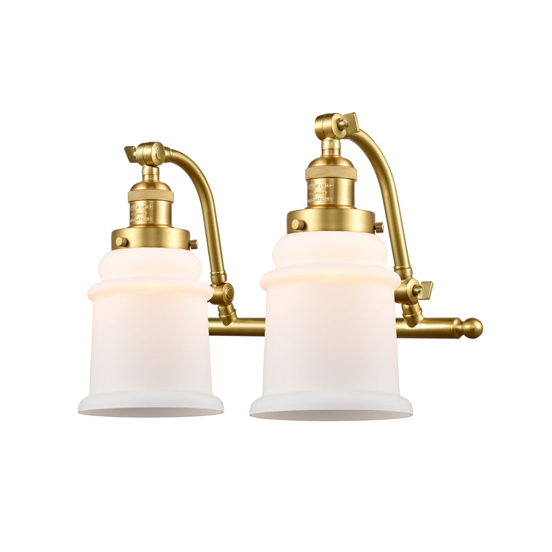 Canton Bath Vanity Light shown in the Satin Gold finish with a Matte White shade