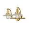 Halophane Bath Vanity Light shown in the Satin Gold finish with a Clear Halophane shade