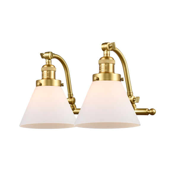 Cone Bath Vanity Light shown in the Satin Gold finish with a Matte White shade