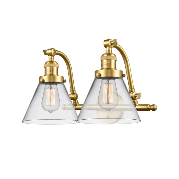 Cone Bath Vanity Light shown in the Satin Gold finish with a Clear shade