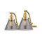 Cone Bath Vanity Light shown in the Satin Gold finish with a Plated Smoke shade