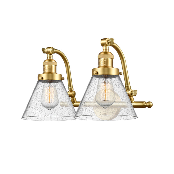 Cone Bath Vanity Light shown in the Satin Gold finish with a Seedy shade