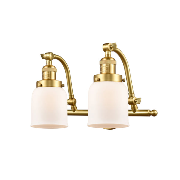 Bell Bath Vanity Light shown in the Satin Gold finish with a Matte White shade