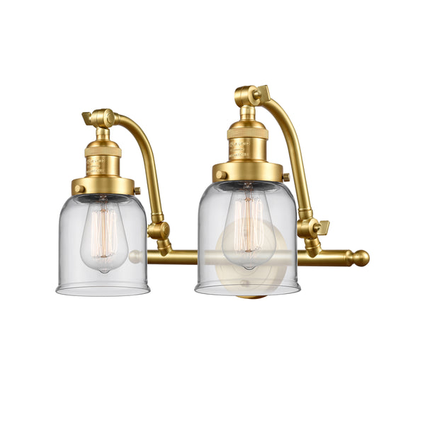 Bell Bath Vanity Light shown in the Satin Gold finish with a Clear shade