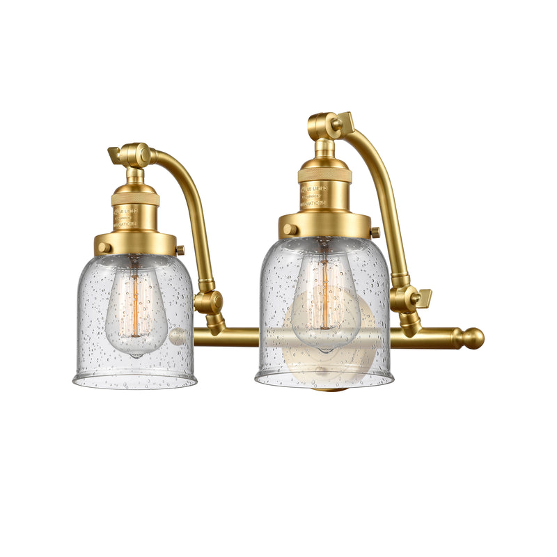 Bell Bath Vanity Light shown in the Satin Gold finish with a Seedy shade