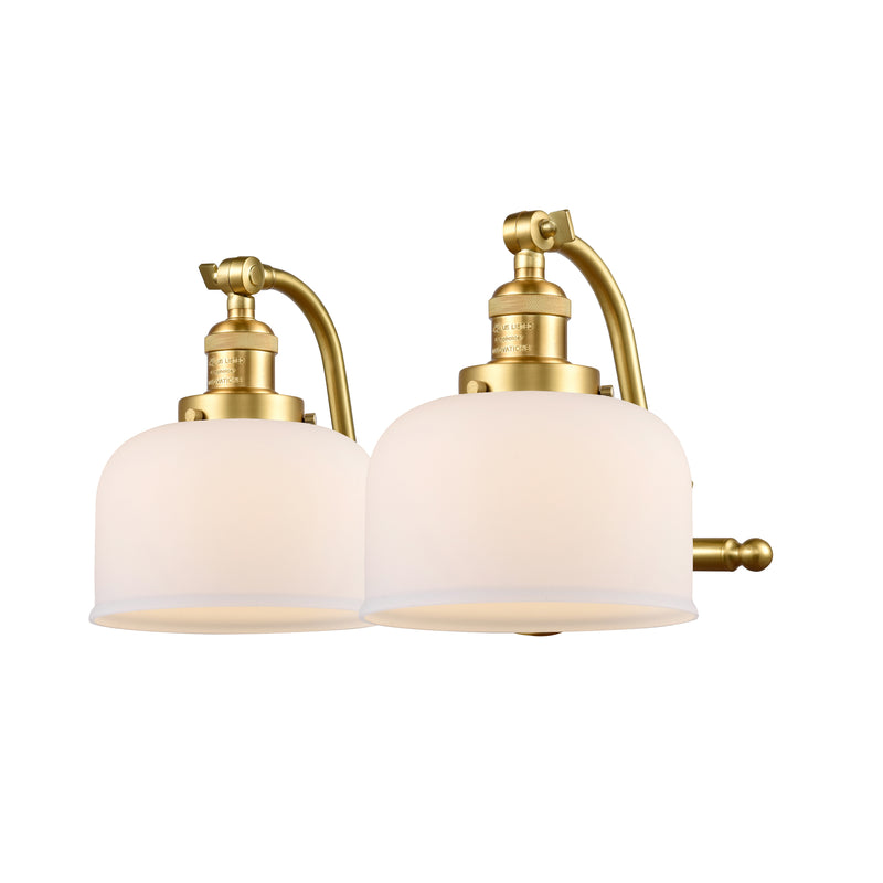 Bell Bath Vanity Light shown in the Satin Gold finish with a Matte White shade