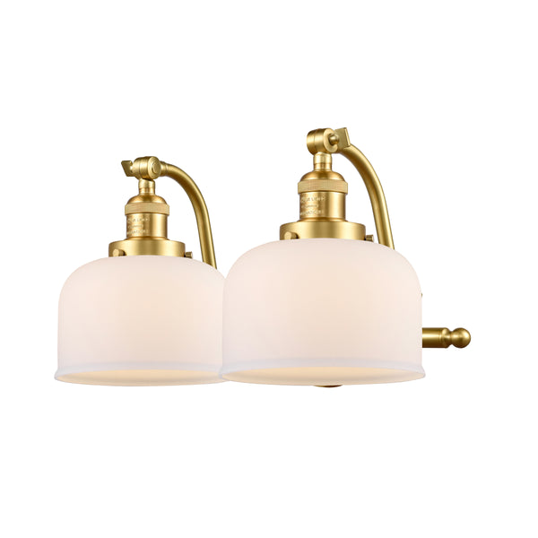 Bell Bath Vanity Light shown in the Satin Gold finish with a Matte White shade