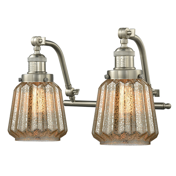 Chatham Bath Vanity Light shown in the Brushed Satin Nickel finish with a Mercury shade