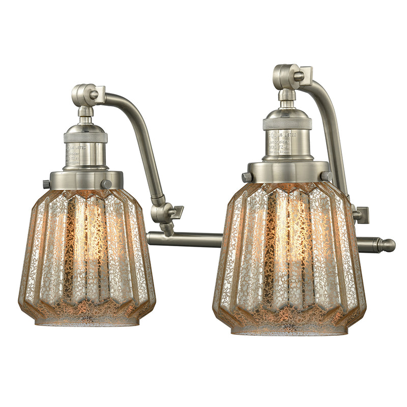 Chatham Bath Vanity Light shown in the Brushed Satin Nickel finish with a Mercury shade