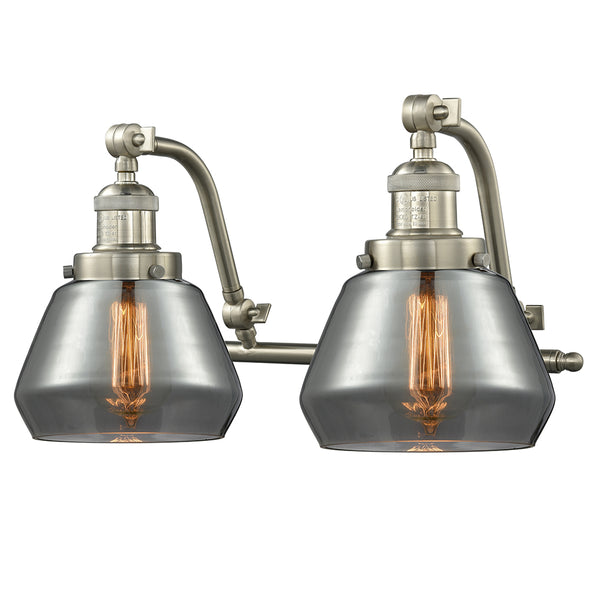 Fulton Bath Vanity Light shown in the Brushed Satin Nickel finish with a Plated Smoke shade