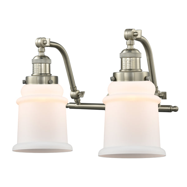 Canton Bath Vanity Light shown in the Brushed Satin Nickel finish with a Matte White shade