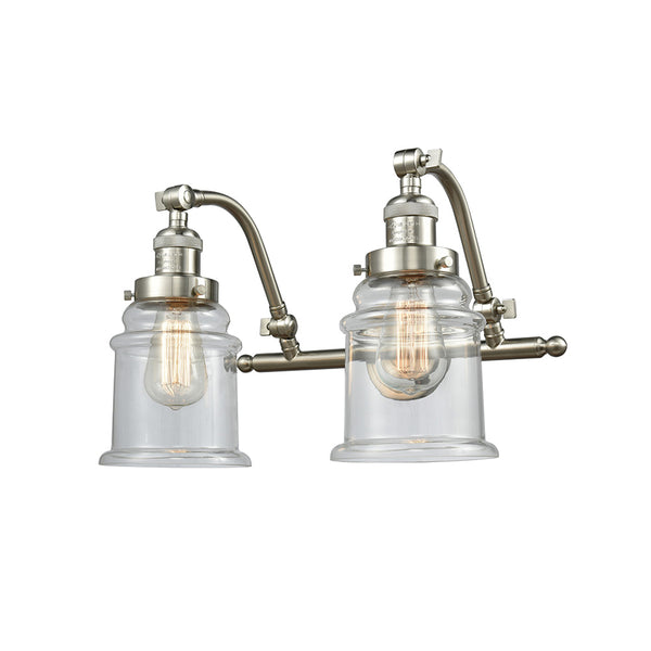 Canton Bath Vanity Light shown in the Brushed Satin Nickel finish with a Clear shade
