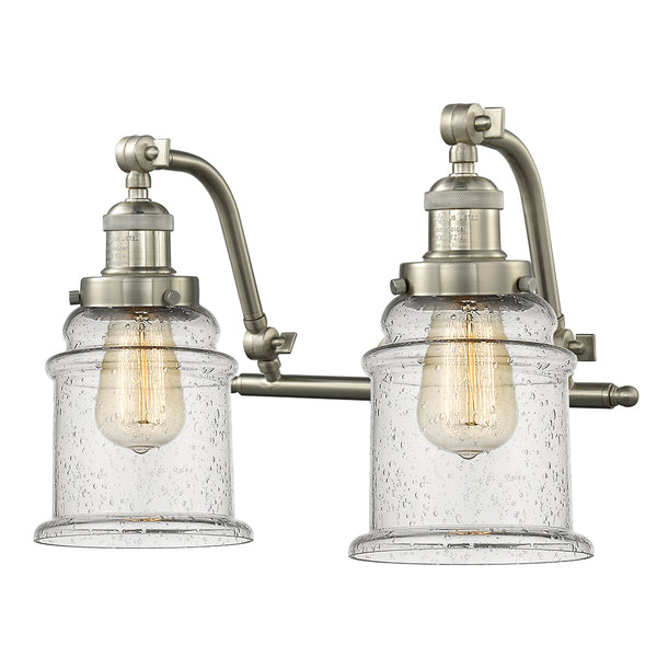 Canton Bath Vanity Light shown in the Brushed Satin Nickel finish with a Seedy shade
