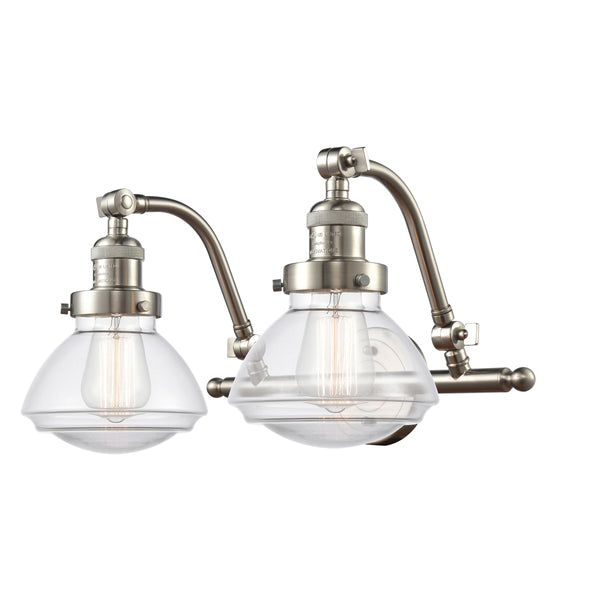 Olean Bath Vanity Light shown in the Brushed Satin Nickel finish with a Clear shade