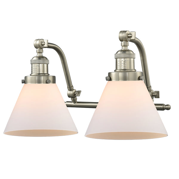 Cone Bath Vanity Light shown in the Brushed Satin Nickel finish with a Matte White shade
