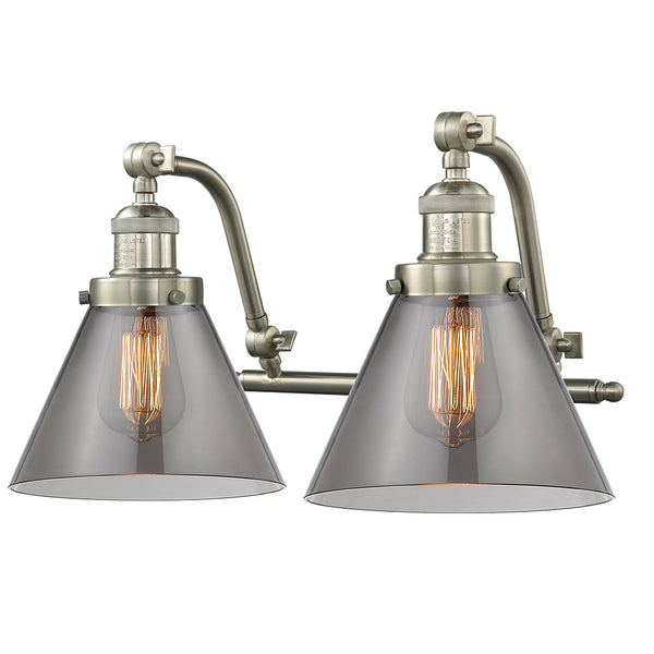 Cone Bath Vanity Light shown in the Brushed Satin Nickel finish with a Plated Smoke shade