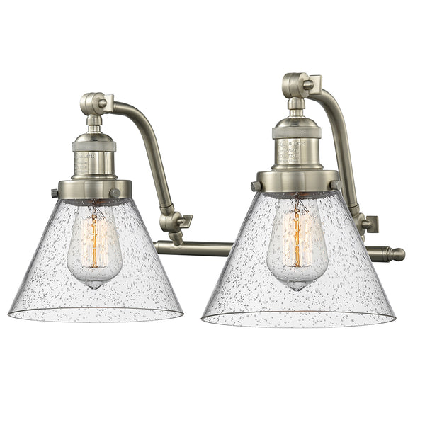 Cone Bath Vanity Light shown in the Brushed Satin Nickel finish with a Seedy shade