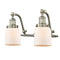 Bell Bath Vanity Light shown in the Brushed Satin Nickel finish with a Matte White shade