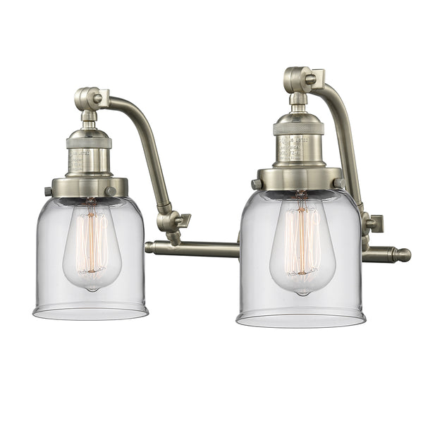 Bell Bath Vanity Light shown in the Brushed Satin Nickel finish with a Clear shade