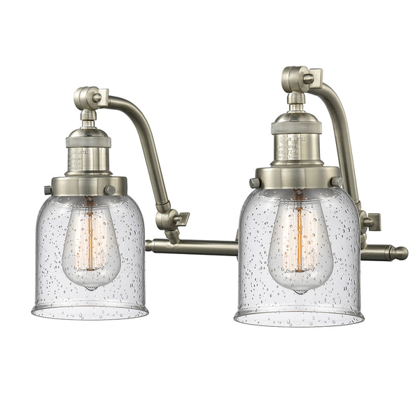 Bell Bath Vanity Light shown in the Brushed Satin Nickel finish with a Seedy shade