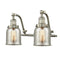 Bell Bath Vanity Light shown in the Brushed Satin Nickel finish with a Silver Plated Mercury shade
