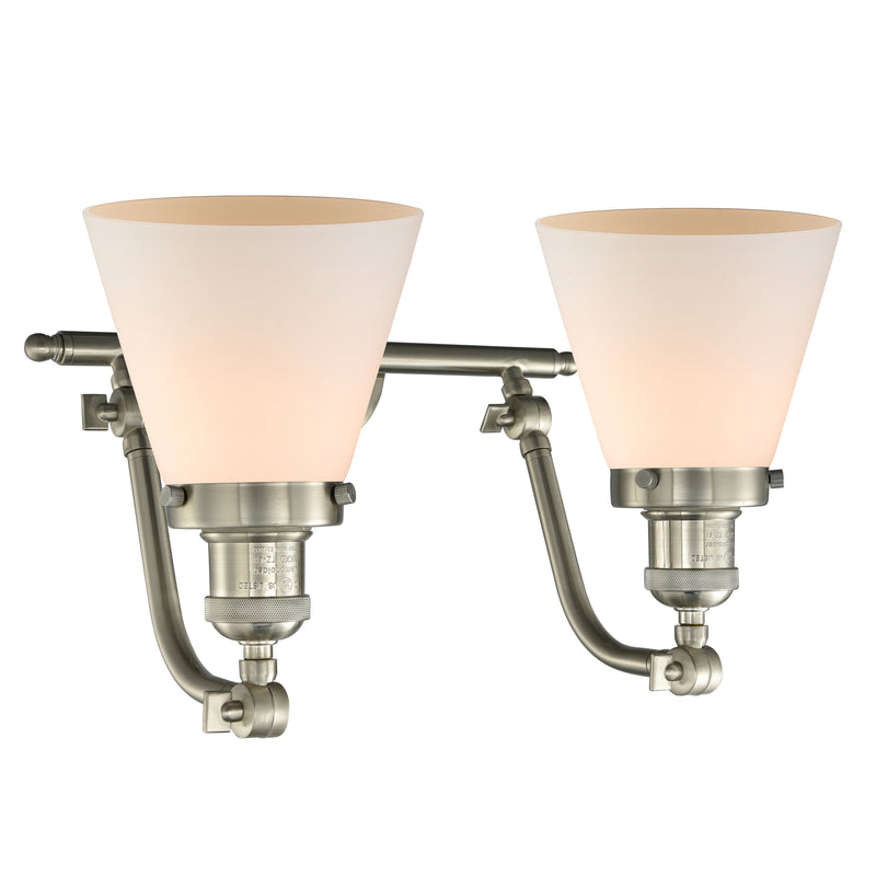 Innovations Lighting Small Cone 2 Light Bath Vanity Light Part Of The Franklin Restoration Collection 515-2W-SN-G61