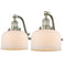 Bell Bath Vanity Light shown in the Brushed Satin Nickel finish with a Matte White shade