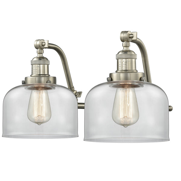 Bell Bath Vanity Light shown in the Brushed Satin Nickel finish with a Clear shade