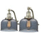 Bell Bath Vanity Light shown in the Brushed Satin Nickel finish with a Plated Smoke shade