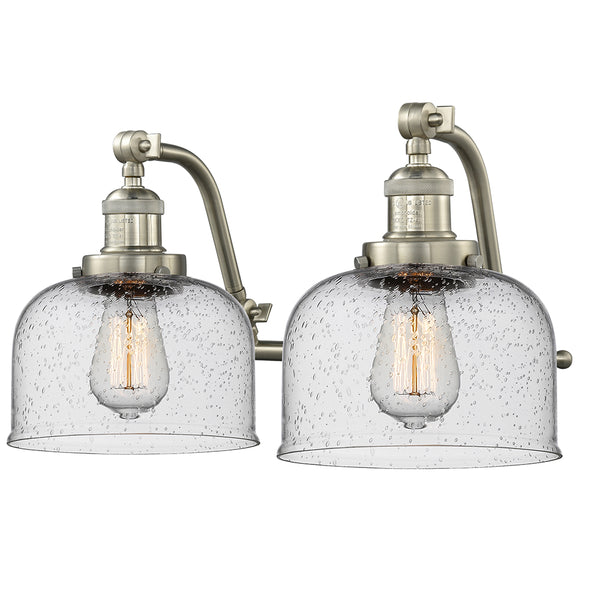 Bell Bath Vanity Light shown in the Brushed Satin Nickel finish with a Seedy shade