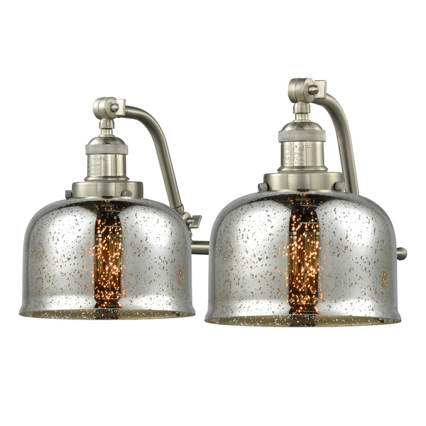 Bell Bath Vanity Light shown in the Brushed Satin Nickel finish with a Silver Plated Mercury shade