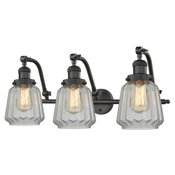 Chatham Bath Vanity Light shown in the Oil Rubbed Bronze finish with a Clear shade