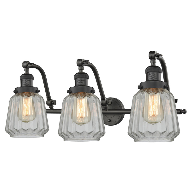 Chatham Bath Vanity Light shown in the Oil Rubbed Bronze finish with a Clear shade