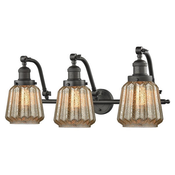 Chatham Bath Vanity Light shown in the Oil Rubbed Bronze finish with a Mercury shade