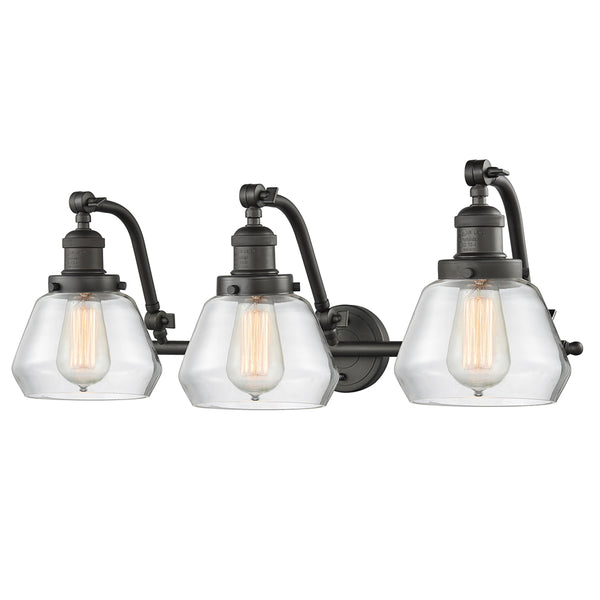 Fulton Bath Vanity Light shown in the Oil Rubbed Bronze finish with a Clear shade