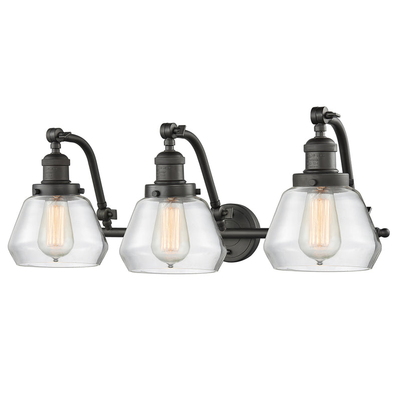 Fulton Bath Vanity Light shown in the Oil Rubbed Bronze finish with a Clear shade